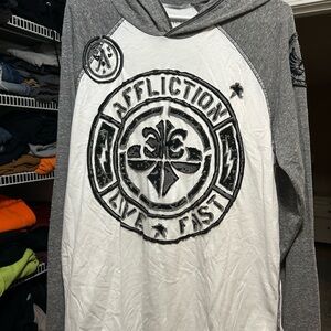 Affliction Live Fast Hoodie - Gray and White